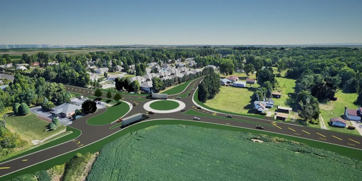 Birdseye view traffic circle rendering